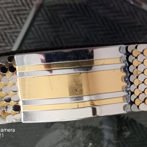 Vintage Metal Gold/Silver elasticated Belt OSFM - Picture 2 of 8